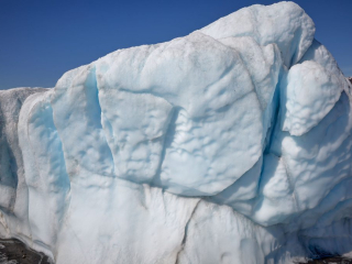 Detail of ice and snow on the Matanuska Glacier on May 28th, 202