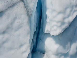 Detail of ice and snow on the Matanuska Glacier on May 28th, 202