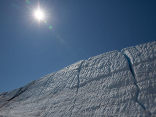 Detail of ice and snow on the Matanuska Glacier on May 28th, 202