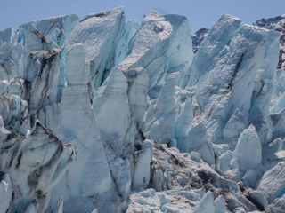 Detail of ice and snow on the Matanuska Glacier on May 28th, 202